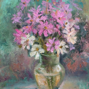 Flowers oil painting, original painting on canvas, floral wall art