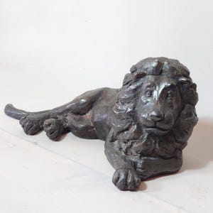 Casted Bronze Lion Sculpture, Original Bronze Metal Art, Wildlife Statue Gift