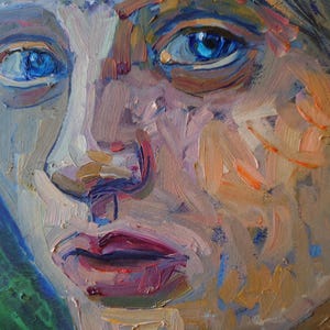Small Face Art Original Oil Painting Woman Portrait Wall Decor