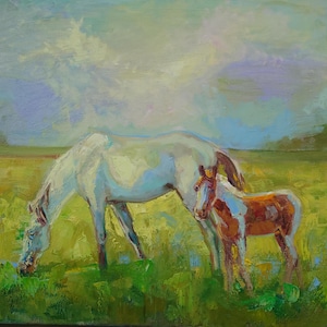 Paardolieverfschilderij, Origineel Paletmesschilderij, Landschapsschilderij