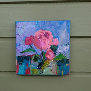 Oil Painting Roses, Original Painting on Canvas, Gift for Her