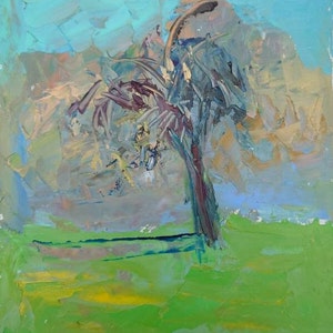 Tree oil painting Original palette knife painting Spring tree artwork
