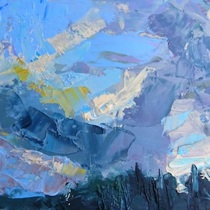Pequena paisagem, pintura a óleo original sobre papelão, estilo expressionista, pintura Plein Air