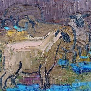 Original sheep oil painting, sheep wall decor, mini painting on canvas