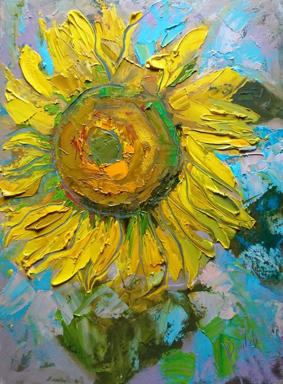 厚塗りひまわりの油絵