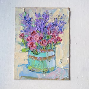 Pintura al óleo floral original Rosas pintura con espátula estilo floral francés