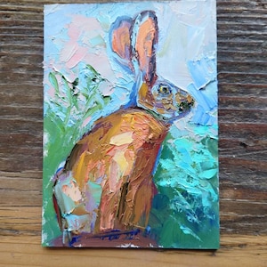 Rabbit Portrait Painting, Original Oil Painting, Hare wall art
