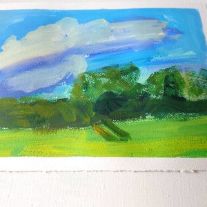 Summer landscape painting Original gouache painting on paper image 6