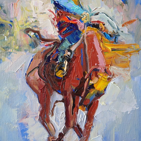 Western Painting, Equestrian Art, Original Oil Painting, Gift for Horse Lover