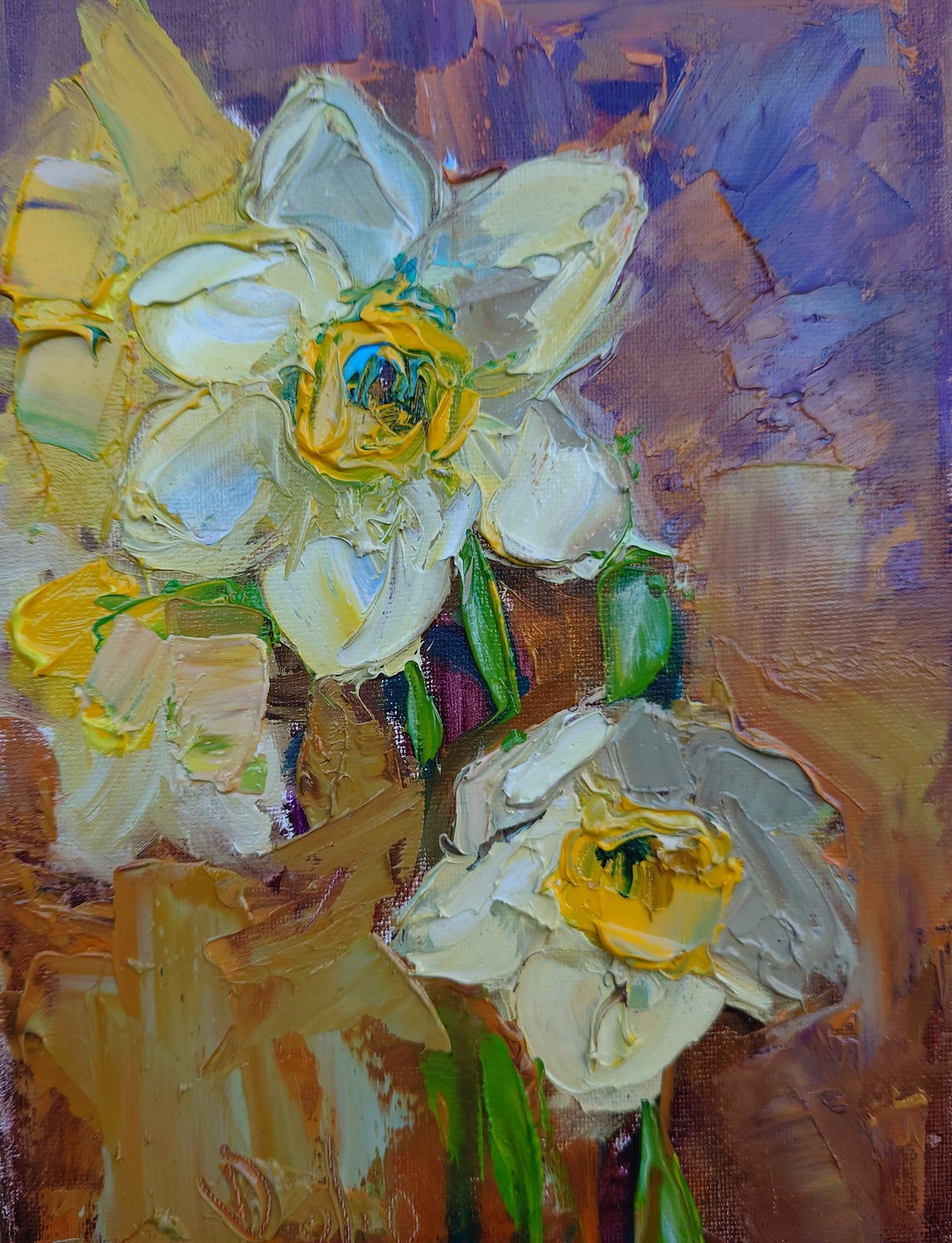 Spring Flowers Painting Daffodils Original Oil Painting Floral Wall Art ...