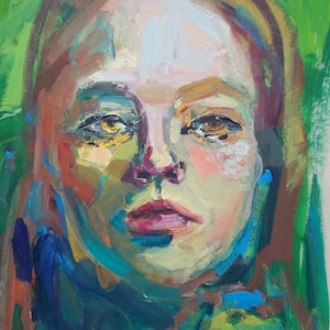 Peinture sirène petite peinture à l&#39;huile originale 9 x 12 po
