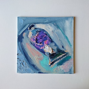 Impasto Oil Painting: Paint Tube Pop Art, Shades of Blue, 8x8