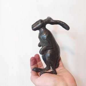 Bronze Hare Sculpture, Original Metal Art, Bunny Statue Gift