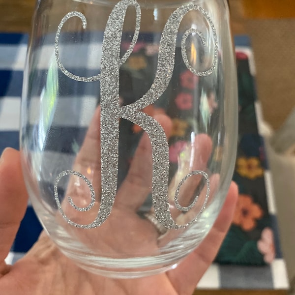 Initial Wine Glasses Etsy