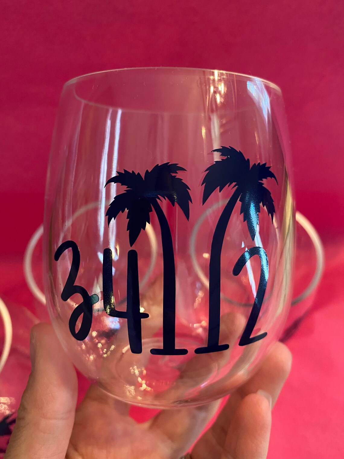 Palm Tree Zip Code Wine Glass Custom Wine Glass Acrylic Wine Etsy