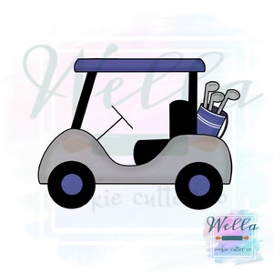 Golf Cart with Clubs Cookie Cutter, Golf Cookie Cutter, Father's Day Cookie Cutter, Dad Cookie Cutter