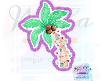 Palm Tree with Christmas Lights Cookie Cutter, Christmas in July Cookie Cutter