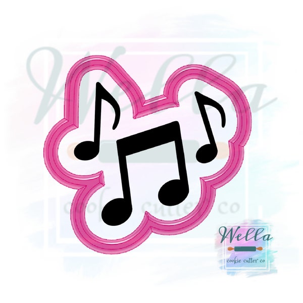 Music Notes Cookie Cutter with Optional Stencil, Music Cookie Cutter