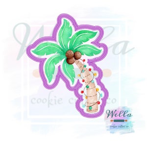 Palm Tree with Christmas Lights Cookie Cutter, Christmas in July Cookie Cutter