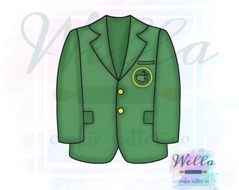 Green Golf Jacket Cookie Cutter with Optional Stencil Guide