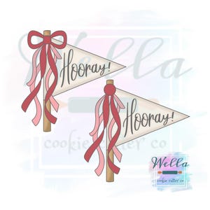 Party Pennant Flag with Tassels Cookie Cutter - 2 Shape Options with Optional Stencil Guide