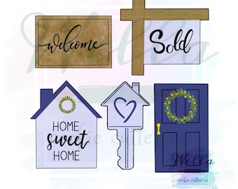 Housewarming Cookie Cutter Set with Optional Stencils, Realtor Cookie Cutter Set