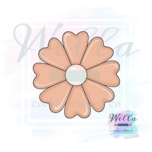 Daisy Flower with Heart Shaped Petals Cookie Cutter