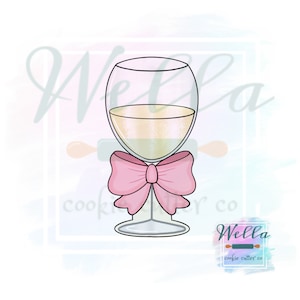 Wine Glass with Bow Cookie Cutter, Champagne Glass Cookie Cutter, Glass Cookie Cutter