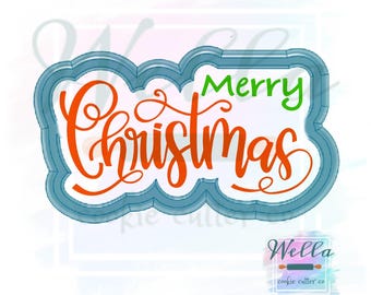 Merry Christmas Text Cookie Cutter with Optional Stencil, Christmas Cookie Cutter, Merry Christmas Cookie Cutter