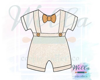 Little Boy Outfit Cookie Cutter, Outfit with Suspenders Cookie Cutter, Baby Boy Outfit