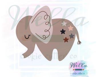 Elephant BOHO Cookie Cutter, Cute Elephant Cookie Cutter