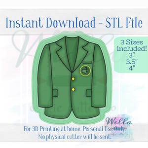Digitaal STL-bestand - groene koekjesuitsteker voor golfjack - 3 maten