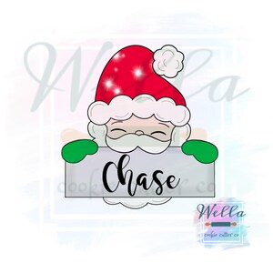 Santa Name Plaque Cookie Cutter with Optional Stencil, Christmas Cookie Cutter
