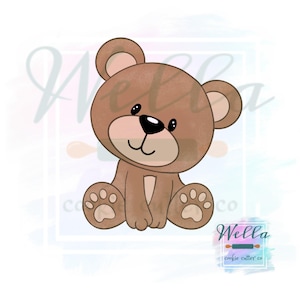 Bear Cookie Cutter with Optional Stencil, Baby Bear Cookie Cutter image 1