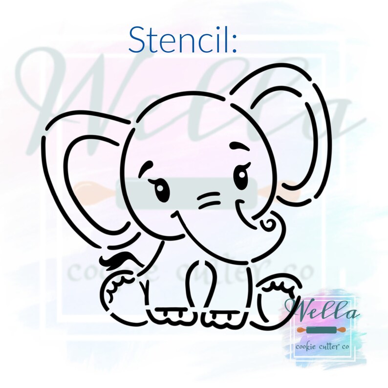 Elephant Cookie Cutter With Optional Stencil Guide Baby - Etsy