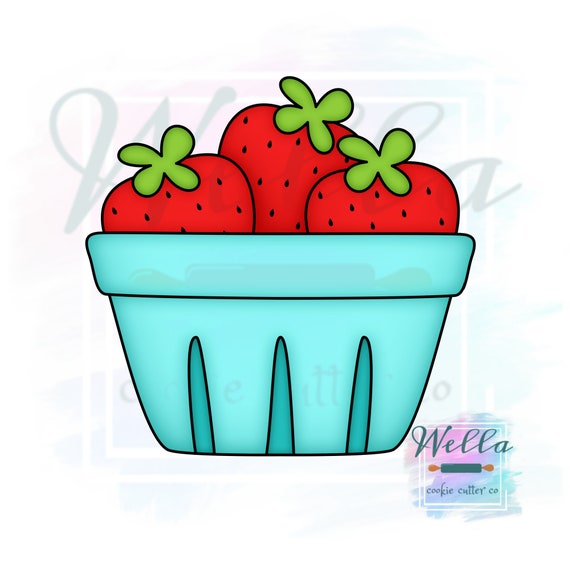 Strawberry Basket Cookie Cutter Etsy