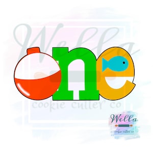 ONE with Bobber Fish Themed Cookie Cutter with Optional Stencil, ONE Cookie Cutter