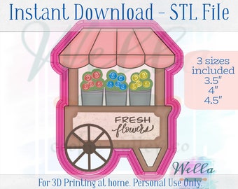 Digital STL File - Market Cart #1 Cookie Cutter- 3 Sizes: 3.5", 4" and 4.5"