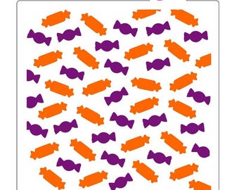 Ensemble de 2 pochoirs motif bonbon, pochoir de biscuit bonbon, pochoir de fond Halloween, pochoir de fond bonbon