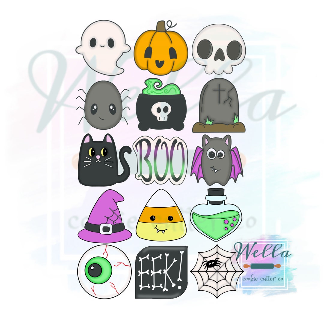 Halloween MINI Set Cookie Cutters Set of 15 With Optional Stencils Etsy