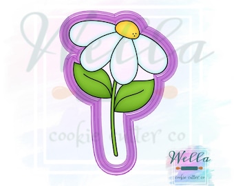 Daisy Flower with Leaves Cookie Cutter, Easter Flower Cookie Cutter