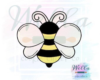 Bee Chubby Cookie Cutter with Optional Stencil, Honey Bee Cookie Cutter, Baby Shower Cookie Cutter