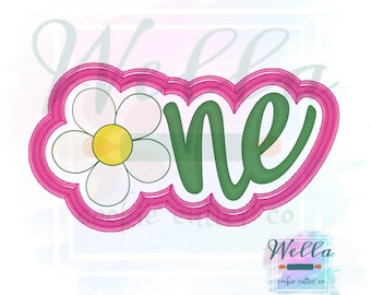 Daisy One Cursive Cookie Cutter with Optional Stencil