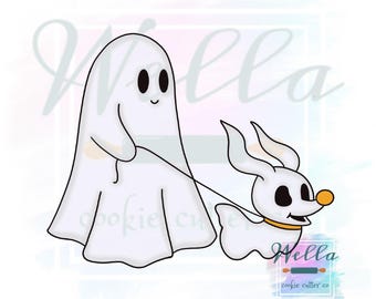 Ghost Walking Ghost Dog #2 Cookie Cutter with Optional Stencil