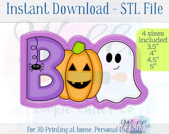 Digital STL File - Boo #1 Cookie Cutter - 4 Sizes: 3.5", 4", 4.5" and 5"