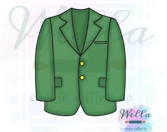 Green Golf Jacket Cookie Cutter with Optional Stencil Guide