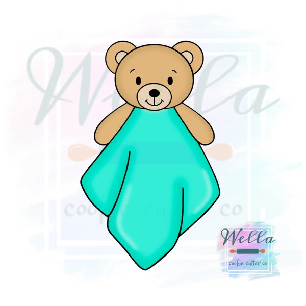 Baby Bear Blanket Cookie Cutter with Optional Stencil, Bear Cookie Cutter
