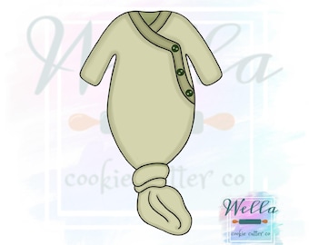 Cortador de galletas con forma de pijama de bebé anudado