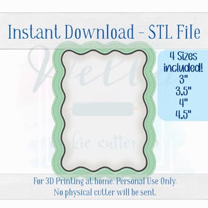 Digital STL File - Wavy Rectangle Cookie Cutter - 4 Sizes Included