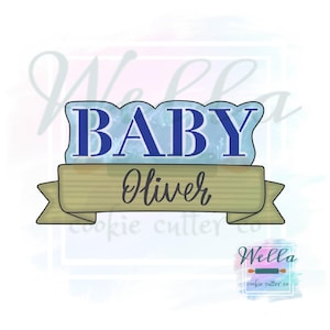 Baby Banner Plaque Cookie Cutter with Optional Stencil